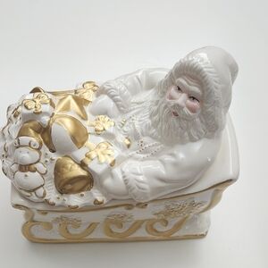 White and Gold Santa Figurine
